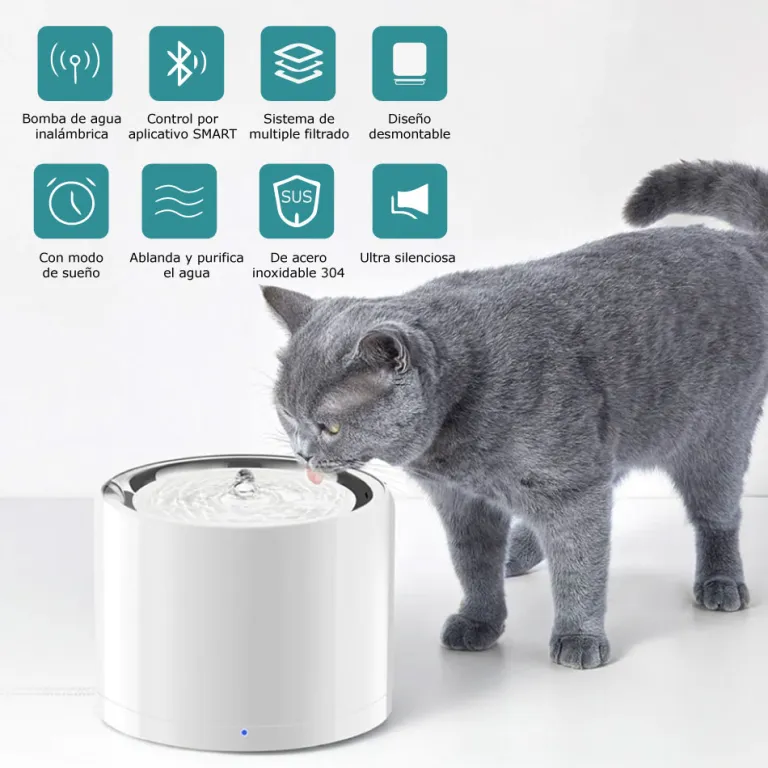 fuente de agua para gatos de acero inoxidable petkit