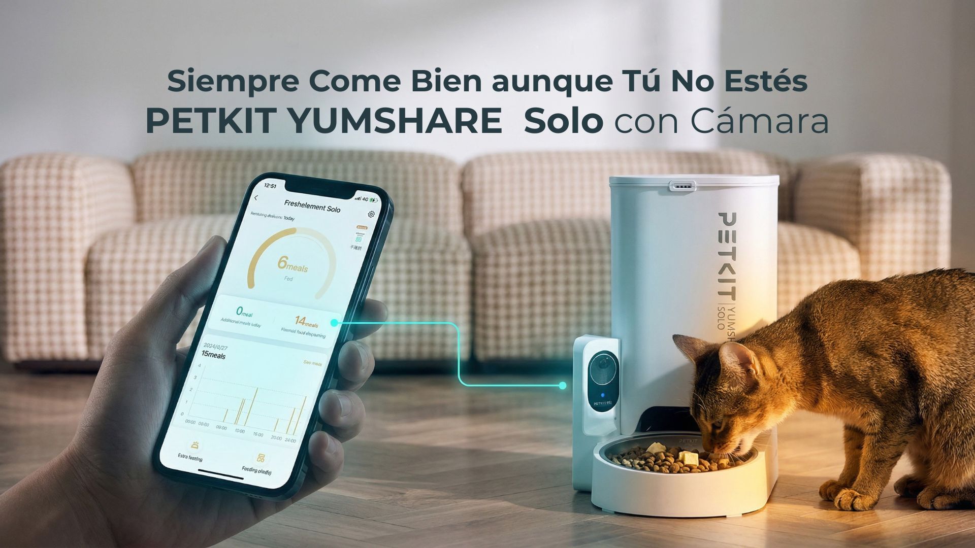 comedero automático para gatos Petkit Fresh Element Solo en hogar peruano