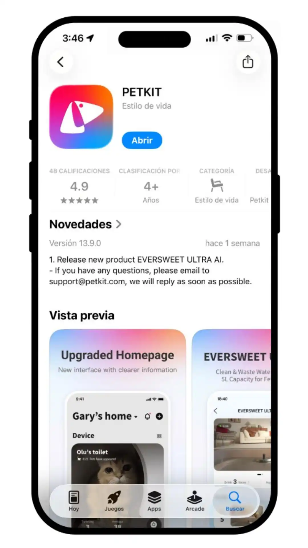 Aplicación PETKIT disponible en App Store