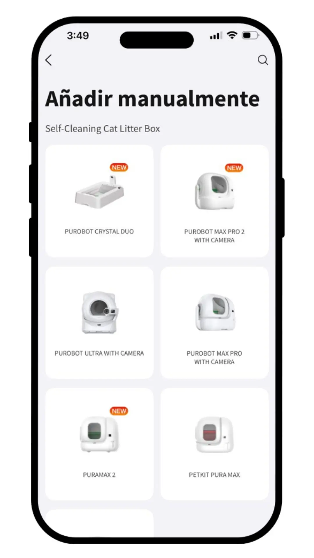 Vinculación manual de un dispositivo en la app PETKIT